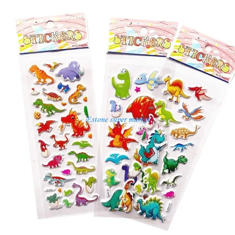 090B Lovely Stickers Dinosaur Theme Self-Adhesive Easy Peal Off for Scrapbooks