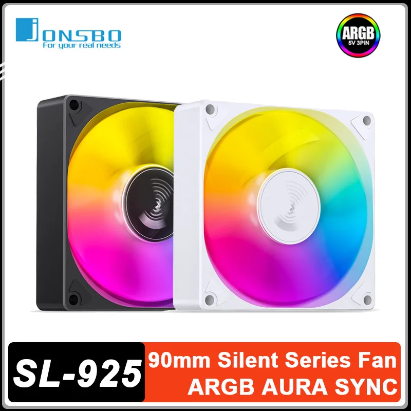 جونسبو SL-925 ARGB مروحة تبريد 92 ملم تحكم ذكي في درجة الحرارة 4PIN PWM CPU مروحة تبريد أسود/أبيض