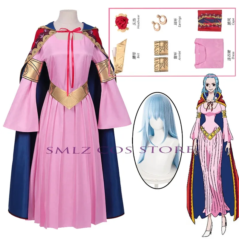 

Nefeltari Vivi Princess Cosplay Anime Hancock Cosplay Elegant Pink Dresses Cloak Set Halloween Role Play Props for Women