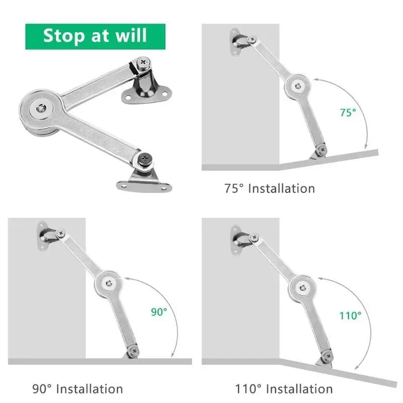 652F Heavy Duty Lid Support Hinges Soft Close Folding Lid Stay Hinge Keep Lid Hinge Open for Cabinet Kitchen Wardrobe view 4