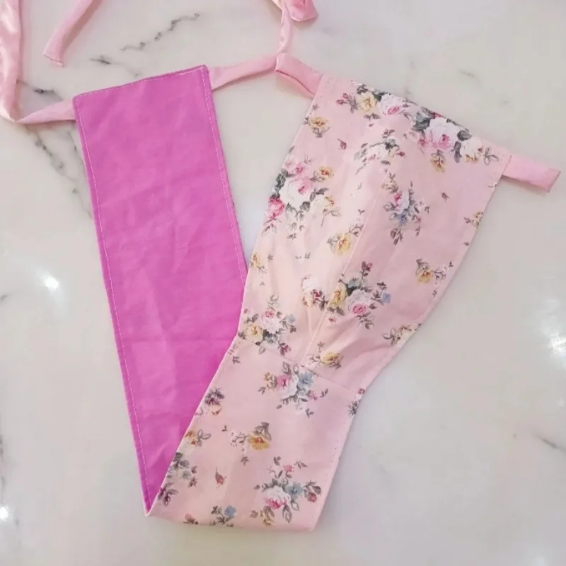 

Men Sexy Pink Floral T Briefs Low Waisted Adjustable Waistband T-back Panties Couple Erotic Thong Safety Belt FKK Private Party
