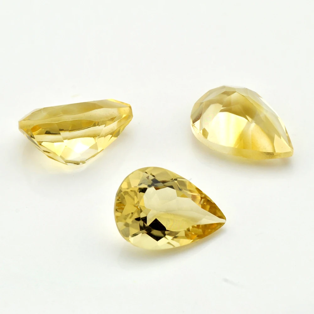 20pcs/lot Natural Citrine Pear Shape Facet Cut 5x8mm-9x11mm Factory Wholesale Loose Gemstone For Jewelry Making