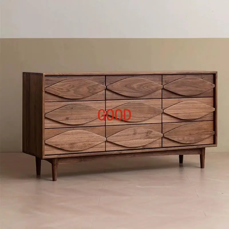 Black Walnut Japanese Style Storage Cabinet Bedroom Simple Bed Front Cabinet Living Room Storage Drawer