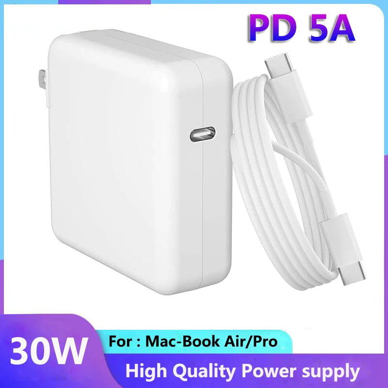 30W PD USB-C Power MagSaf*1 2 Adapter Laptop Notebook Fast Charger For Apple Macbook 12'' Air 13'' M1 M2 A1882 A1534 A2337 A2681