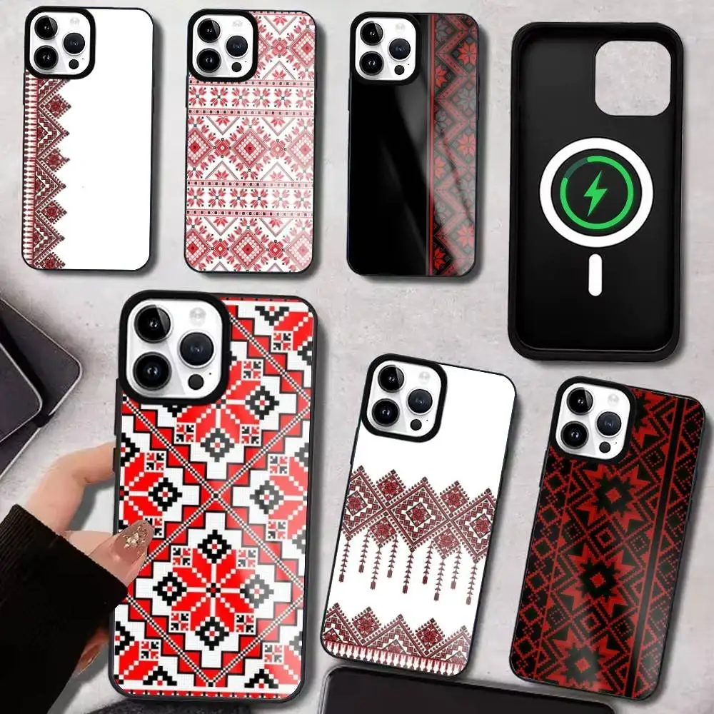 

G-Ukraine Ornament Pattern Phone Case For iPhone17,16,15,14,13,12,11 Plus,Pro Max Magnetic For Magsafe Wireless Charging