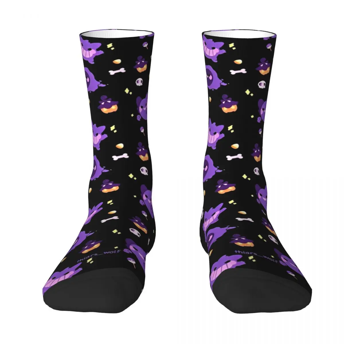 Japanese Anime Pokemon Gengar Cartoon Socks Trendy Stockings Autumn Non Slip Women Men Sock Soft Breathable Design Cycling Socks