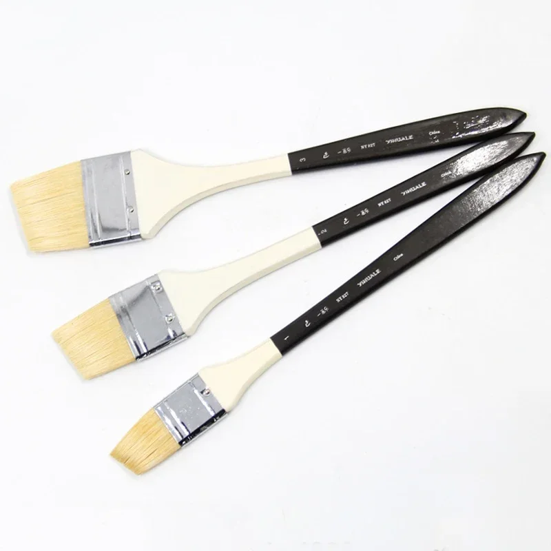 

Набор из 5 кистей с наклонной кисточкой из свиной щетины, с длинной березовой ручкой, для масляных и акриловых красок, высококачественные художественные кисти
