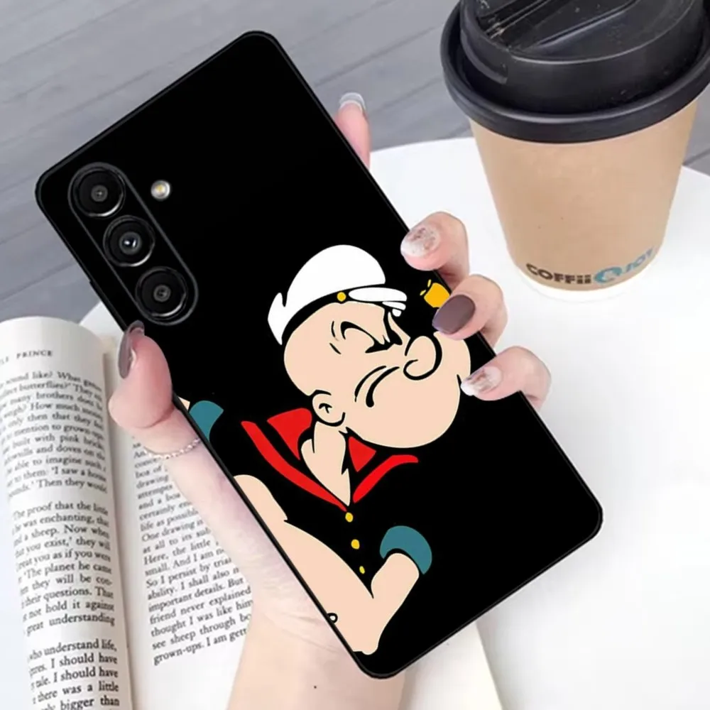 P-Popeye the S-Sailor Phone Case For Samsung S 25,24,21,22,23,30,20,Ultra,Plus,Fe,Lite,Note,10,9,5G Black Soft