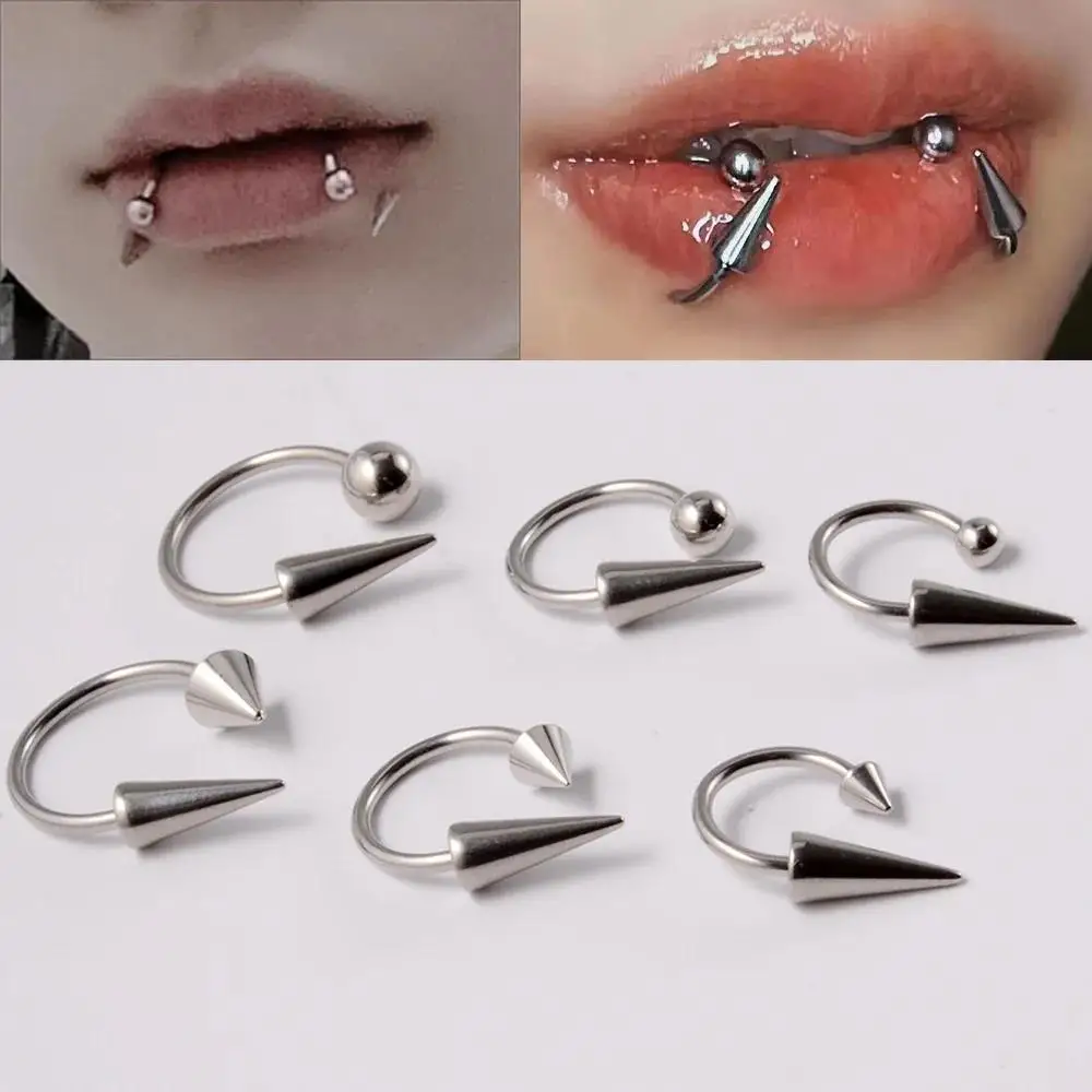 1PC 16G Cone Balll Spike Lip Rings Septum Ring Stainless Steel Horseshoe Nose Piercing Lobe Tragus Helix Earrings Body Jewelry