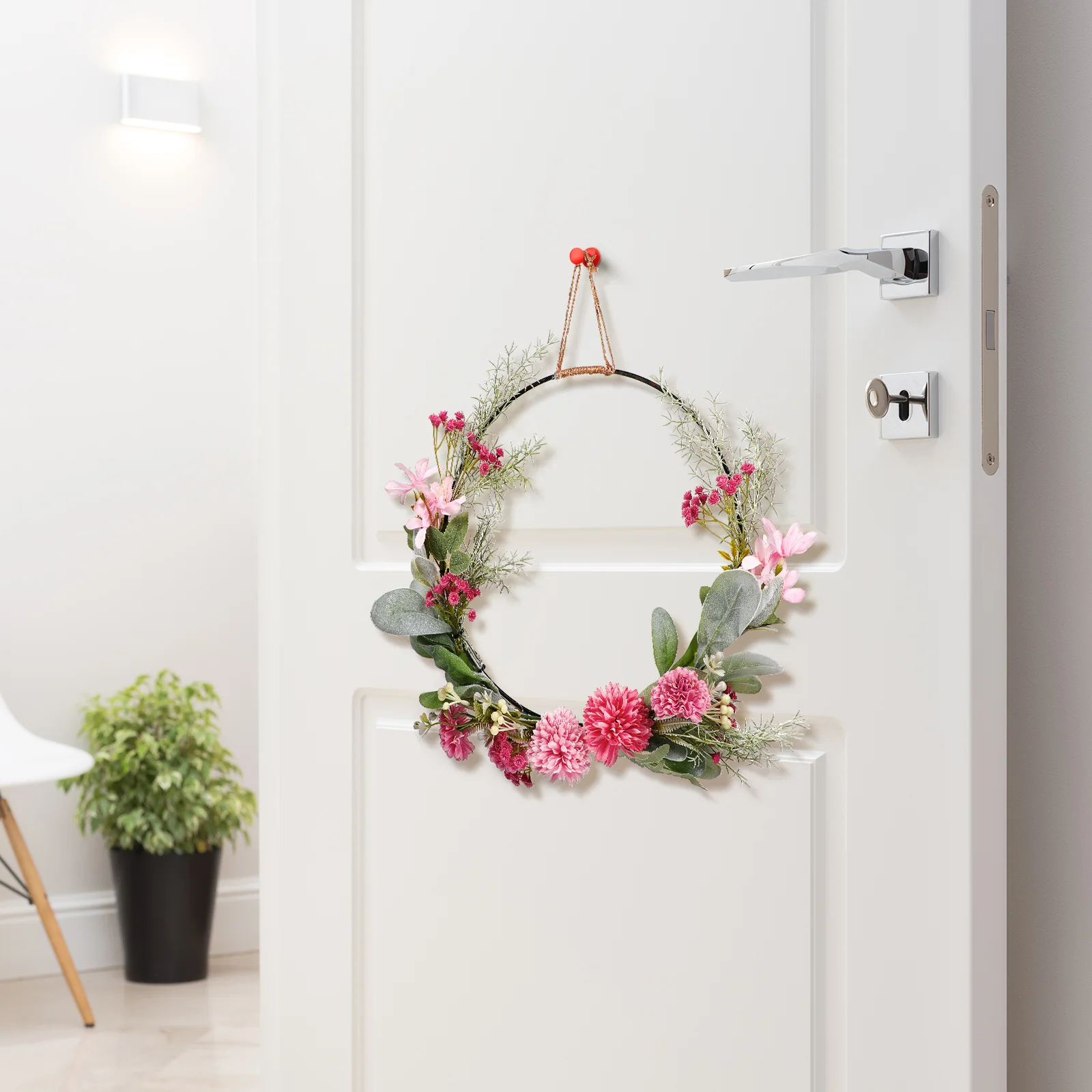 

Artificial Garland Wall Wreath Decor Flower Pink Large Hanging Dried Hoop Plant Rack