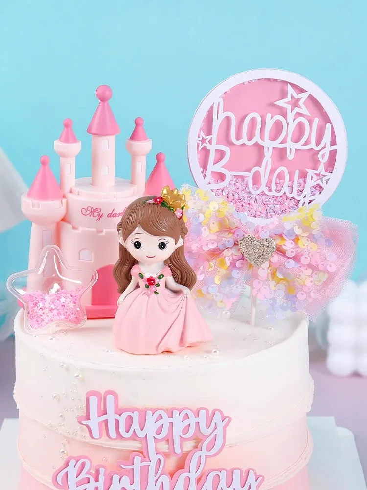 Wunderschöner Prinzessinnen- und Prinzen-Schloss-Kuchen-Topper für Mädchen, Kinder, Geburtstagsparty, Kuchendekoration, Zubehör und Requisiten-Set – Detail 3