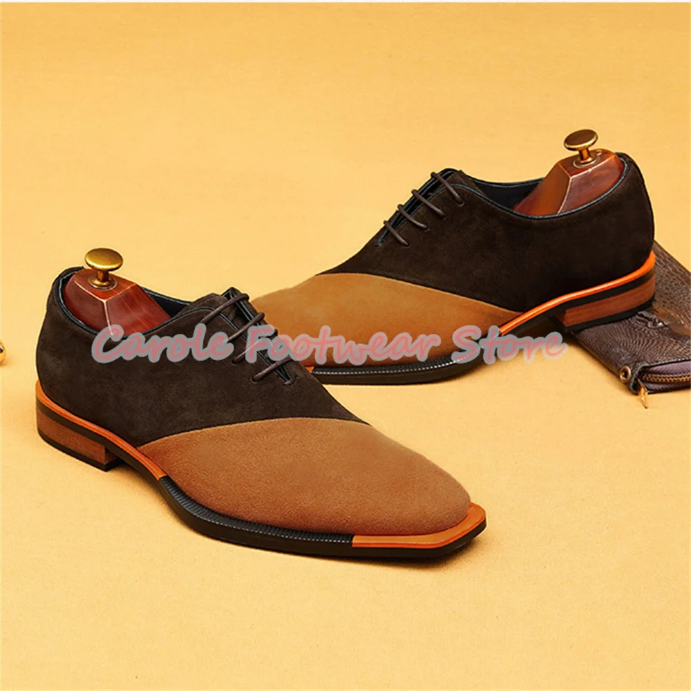 النمط البريطاني مختلط اللون الجلود الربط المتسكعون للرجال ساحة تو صندل بكعب مكتنز الدانتيل متابعة أوكسفورد اليدوية الأعمال الذكور الأحذية
