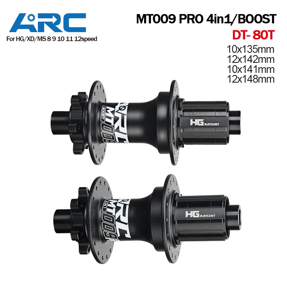 

ARC 009 PRO BOOST 4IN1 MTB Hub NBK Bearing Hubs Mountain Bike Hub 135mm 142mm 148mm Ratchet 80T Aluminum Alloy 8 9 10 11 12Speed