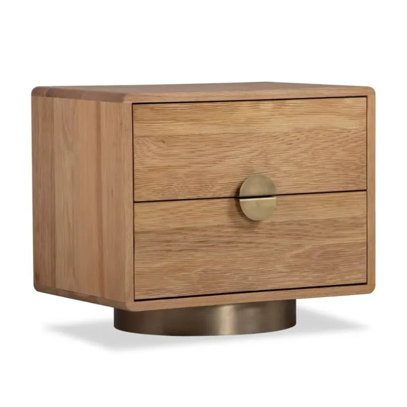 Durable modern Nordic bedside table Bedroom sideboard Bedside table Solid wood metal base Bed furniture set Household