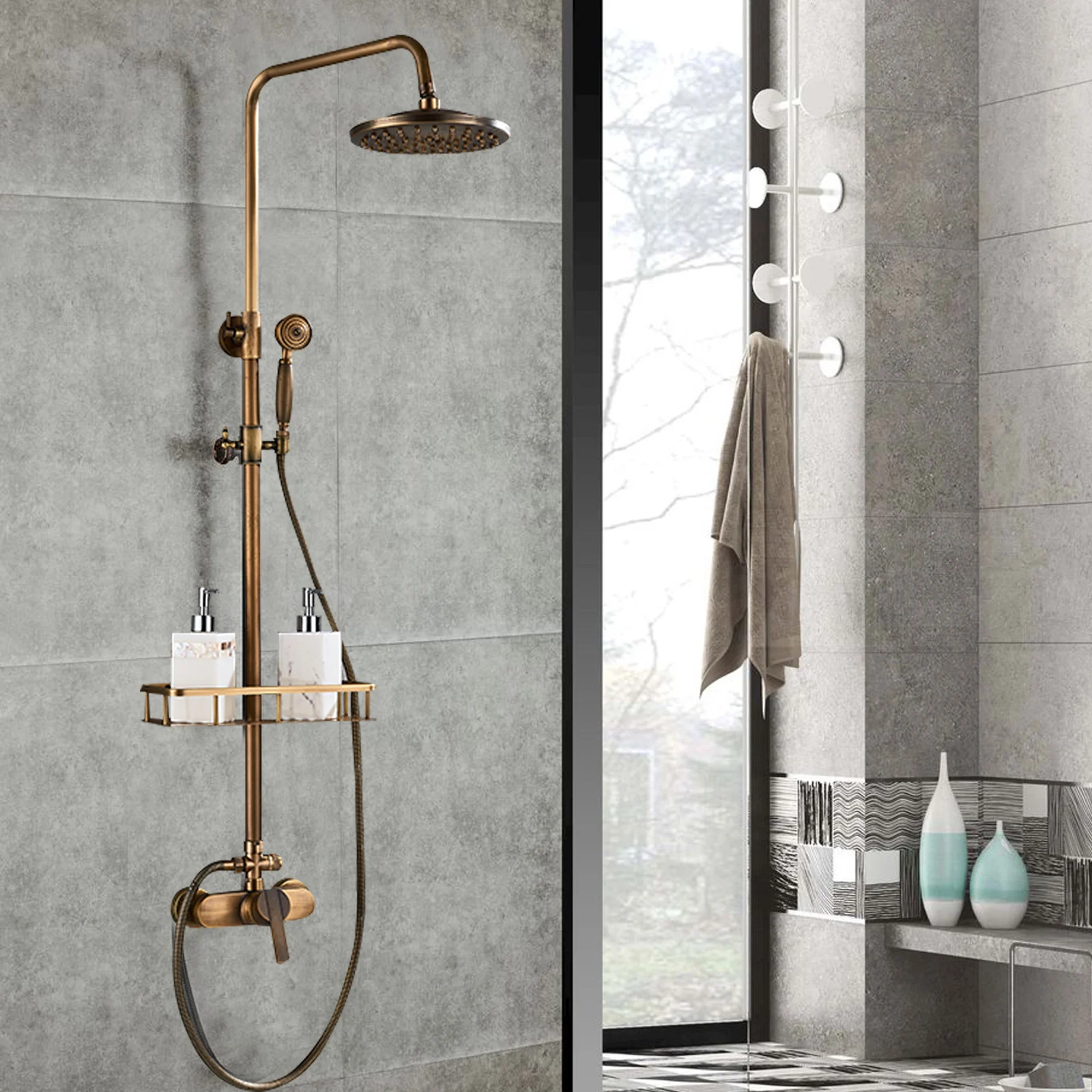 Retro Faucet Shower Set Rain Shower Gold Shower Faucet Home Bathroom Brass Shower System