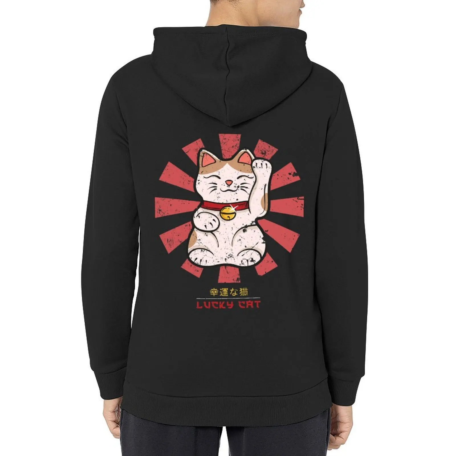 

Lucky Cat Retro Japanese Hoodie autumn new products men's sweat-shirt set winter clothes mens clothes hoodie man