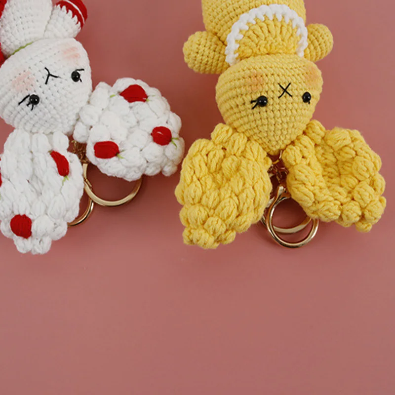 ผ้าโครเชต์ถักมือตุ๊กตากระต่าย Amigurumi พวงกุญแจกระต่ายป่าสัตว์สินค้า kado ulang tahun โครเชต์