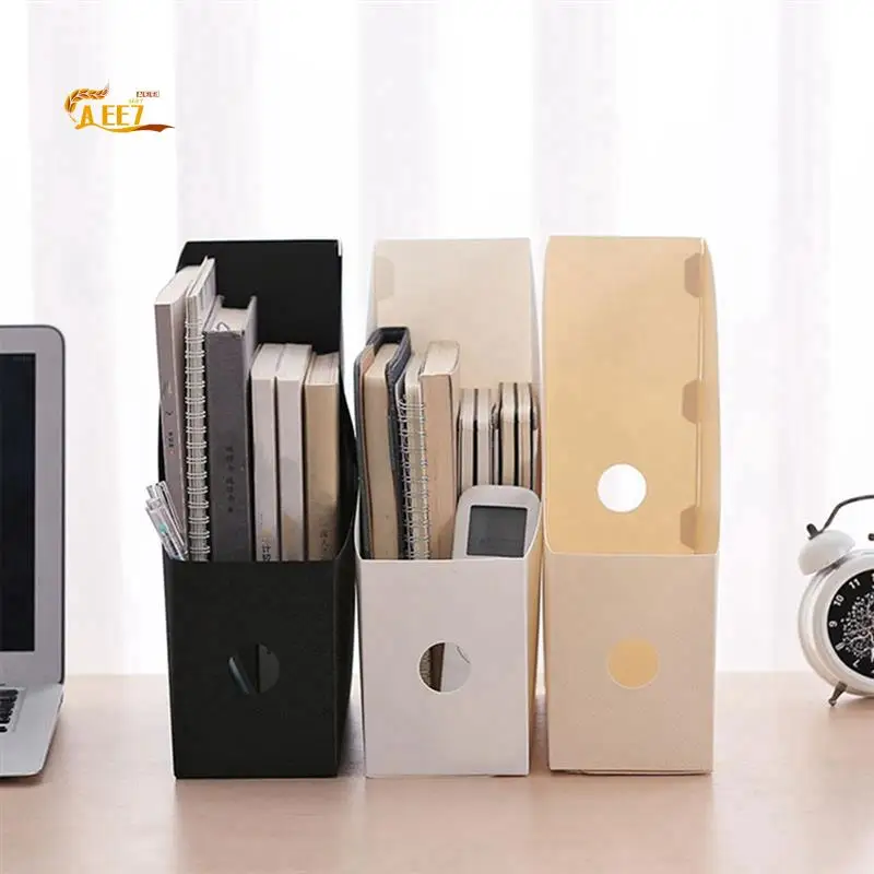 

AEE7-3PCS Desktop File Racks Students Use Data Racks To Organize Plastic Bookends, Black&White&Beige Bookshelves File Storage Bo