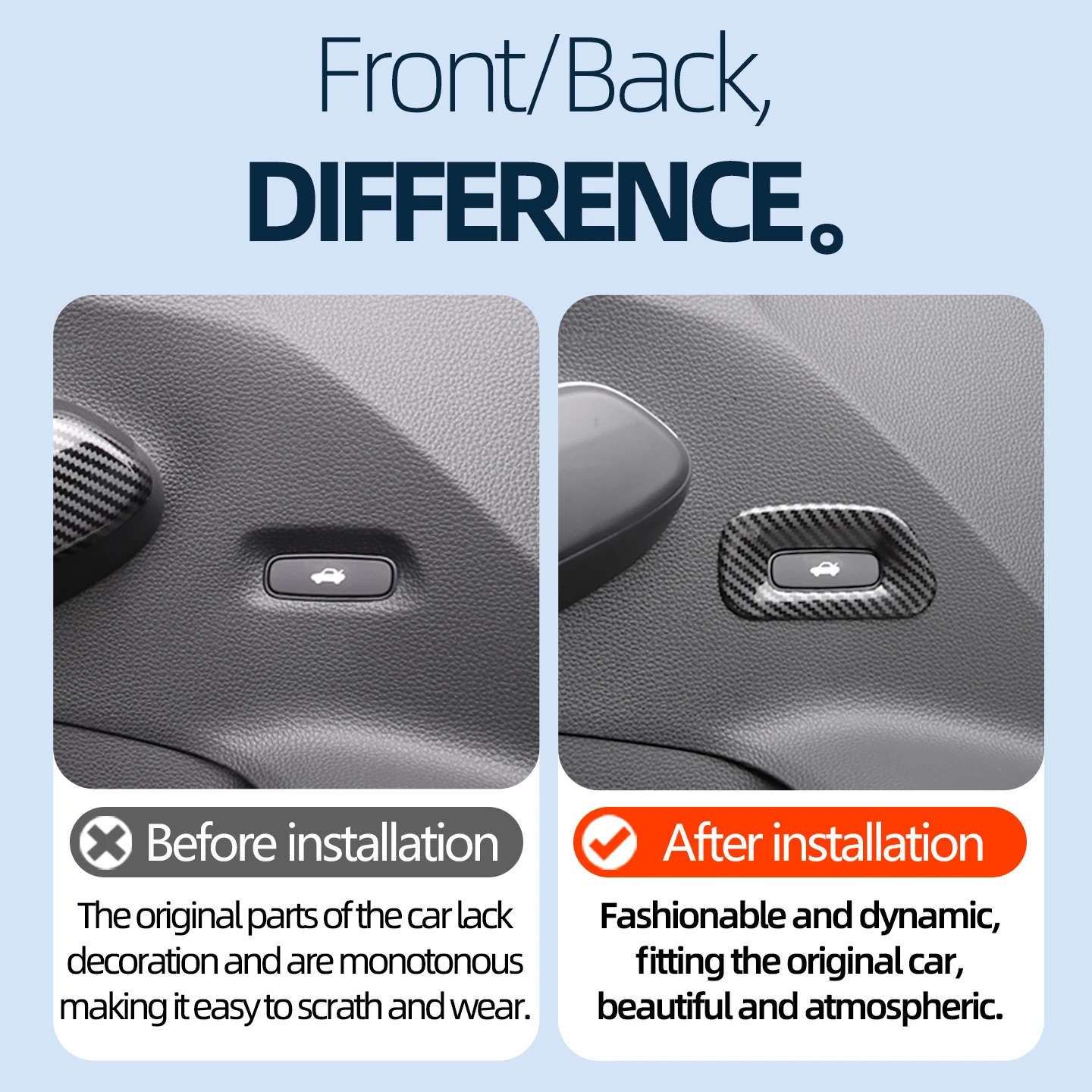 لهوندا 2022 2023 2024 2025 11th GEN سيفيك اكسسوارات سيارة جذع زر إطار الزخرفية ABS ألياف الكربون نمط #2