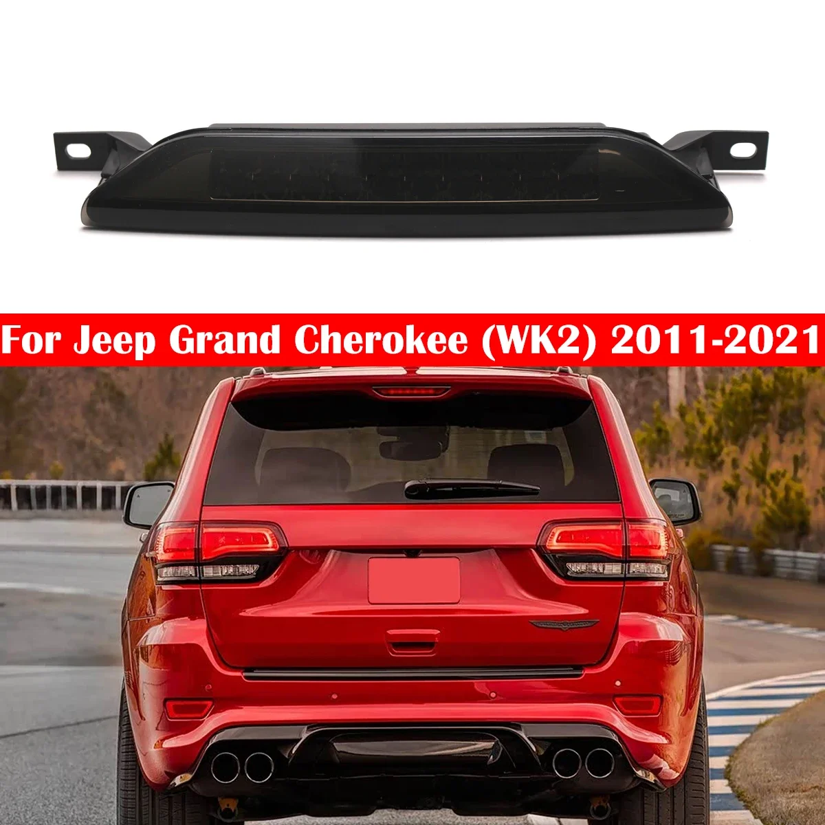 for Jeep Compass 07-16 Grand Cherokee 11-21 Dodge Caliber 07-12 Durango11-20 Led Black High Mount 3rd Brake Stop Light 5303754AC