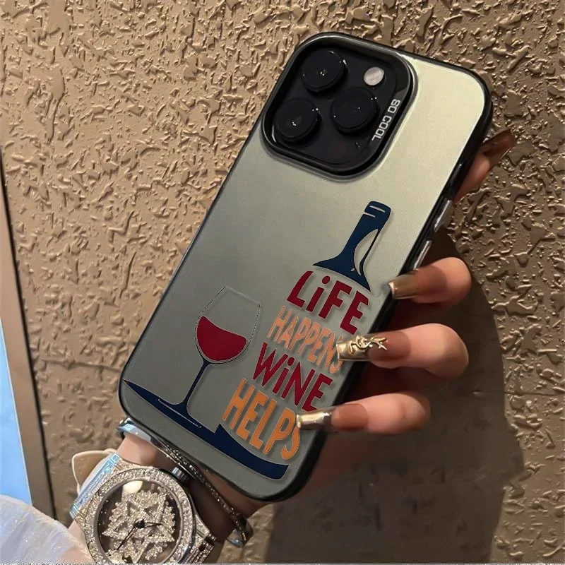 Funda para Teléfono con Frase Divertida sobre Vino para iPhone 17 Air 16 15 14 11 Pro 13 12 Mini XR 8 7, Carcasa Rígida Mate con Protección Contra Impactos