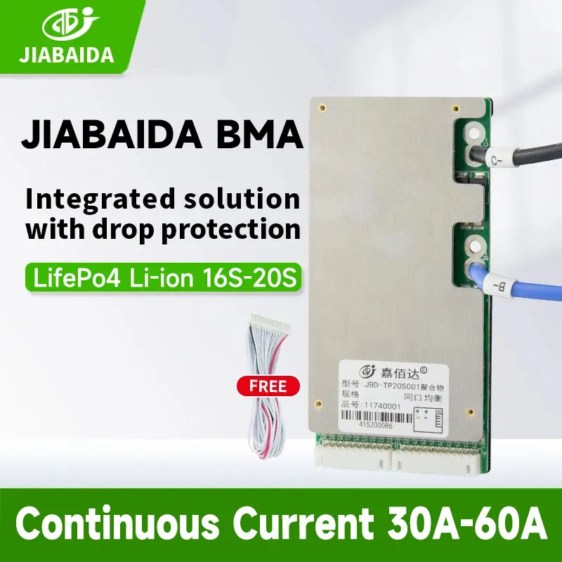 JIABAIDA BMS LiFePo4 16S 48V 17S 20S 48V 60V 72V Li-ion Lithium Battery 30A 40A 50A Charge Discharge Balance NTC  JBD BMS