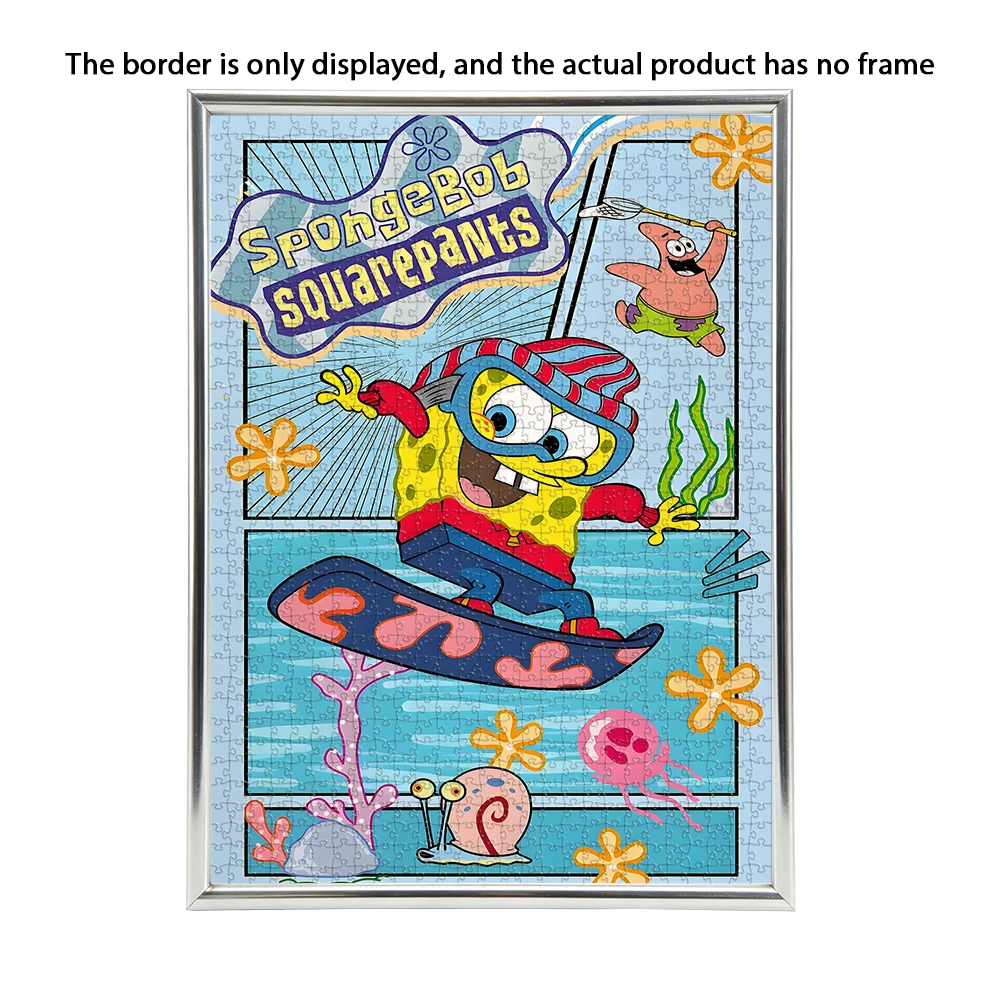 스폰지밥 스케이트보드 테마 나무 바닥 퍼즐 게임 - 108/200/300/500/1000 조각으로 제공