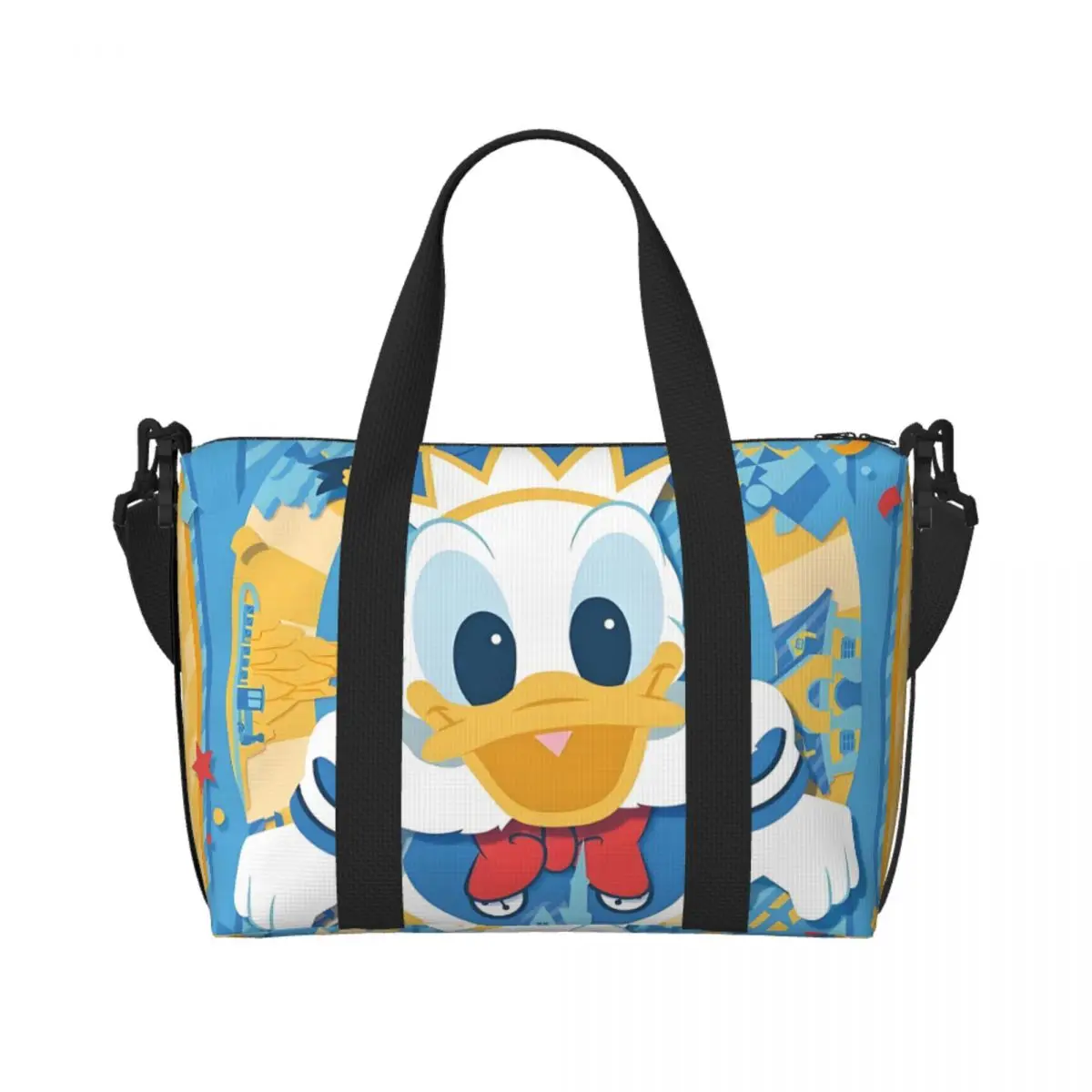 

Custom Donald Duck Cartoon Movie Beach Tote Bag Women Extra Large Gym Carry On Adorable Travel Shopping Bags