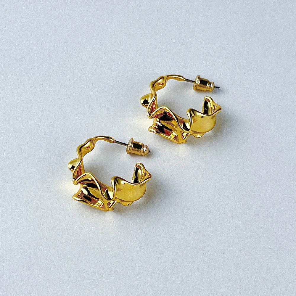 ENFASHION Piercing Hoop Earrings For Women Christmas New In Ruffle Earings Fashion Jewelry Gold Color Pendientes Mujer E221447