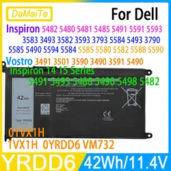 42 Wh YRDD6 Laptop Battery for Dell Inspiron 3493 3501 3793 5480 5481 5493 5585 5594 7586 OYRDD6 VM732 OVM732 1VX1H 01VX1H