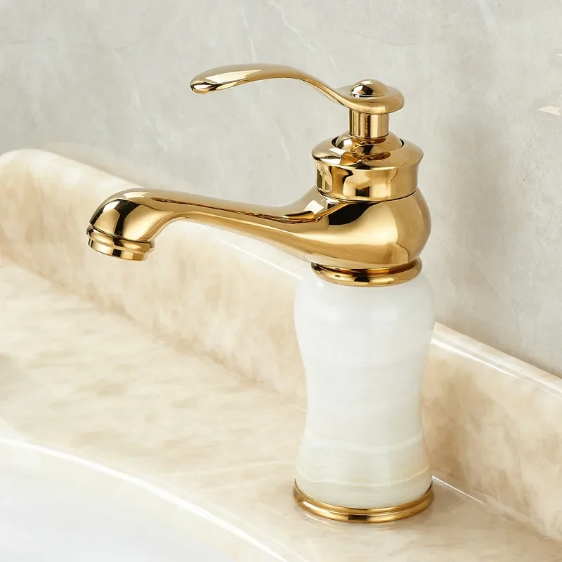 

Золотой латунный и нефритовый смеситель для ванной комнаты, смеситель для раковины в ванной комнате, смеситель для раковины, золотая раковина, раковина для ванны