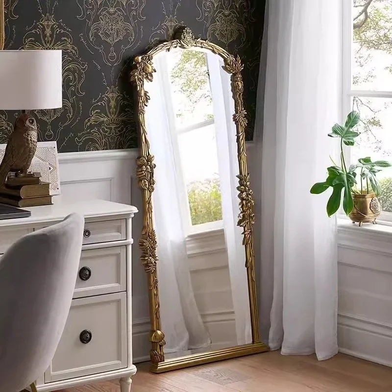 

FG17French medieval full-length mirror wall-mounted wall European retro custom art carved large floor-to-ceiling mirror
