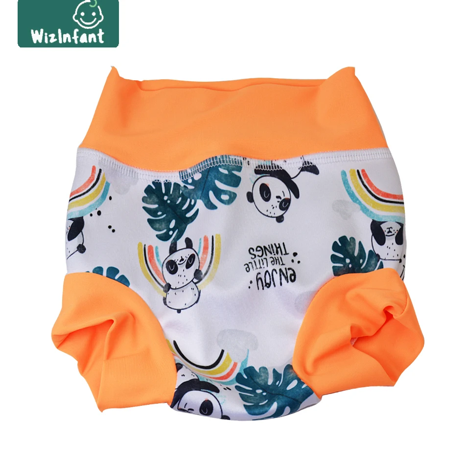 WizInfant-pantalones de entrenamiento de natación impermeables de cintura superalta para bebé, pañales de tela de natación ecológicos lavables y