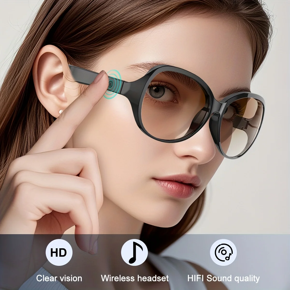 

Wireless Smart Glasses,Sports Headset, Black - Unisex Design, USB-C Charging, Wireless Connectivity