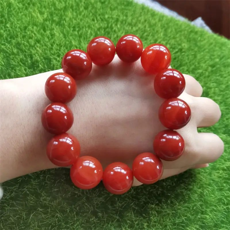 

Natural South Red Round Beads Single Ring for Men and Women In This Animal Year Joker Bracelet Jewelry