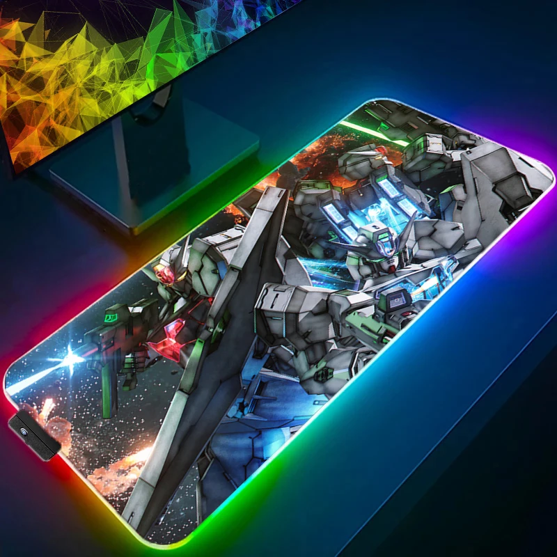

RGB Mouse Pad Larger XXL Mechanical Warrior Gundam Backlight Speed Pc Computer Keyboard LED Desk Mat Gaming Accessories Mousepad