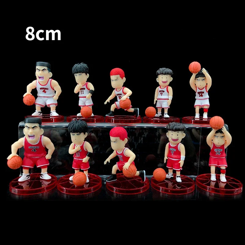 8-10cm SLAM DUNK Sakuragi Hanamichi Rukawa Kaede Akagi Takenori Anime modello periferico bambola ornamento da tavolo per auto azionata a mano