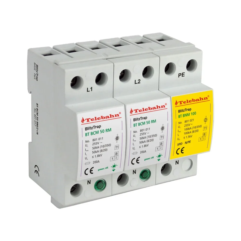 

Surge Arrester 255V 50kA 100kA 200kA 2P+NPE SPD Surge Protector