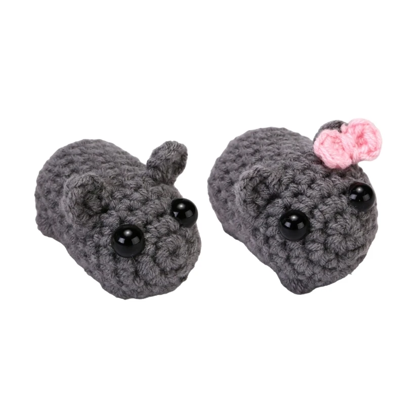 Knitted Sad Hamster Toy Keyring Toy Plush Animal Charm Crochet Sad Hamster Keychain Toy for Bags