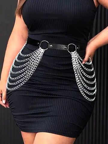 Plus Size Leather Harness Belt Fashion Punk Gothic Clothing Suspende Waist Accessories sexxy Waist Seal With Chain Body Bondage