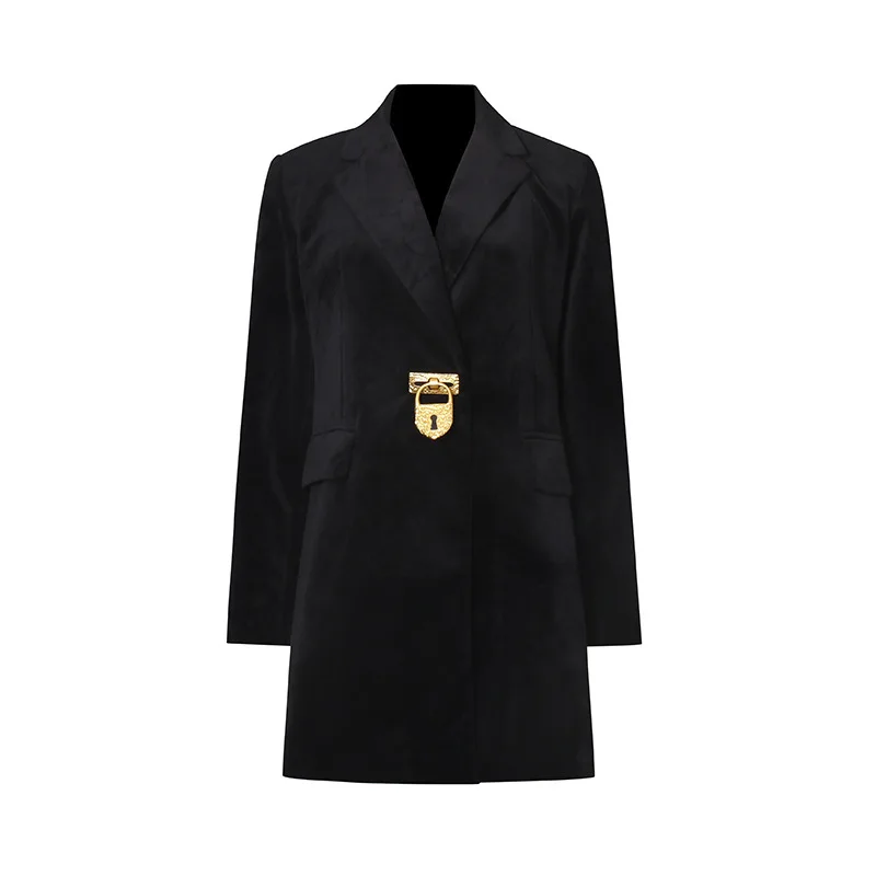 Żakiet damski ZOCI, średniej długości, z klapami, wiązany z tyłu, modny, elegancki, do biura, kurtka damska, nowość na zimę 2025.