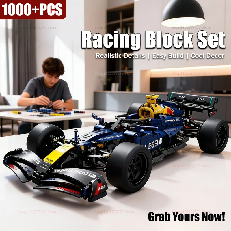 새로운 1000+개 기계식 블록 레이싱 시리즈 DIY STEM 교육용 장난감 세트 창의적인 모델 조립 선물 어린이 청소년용