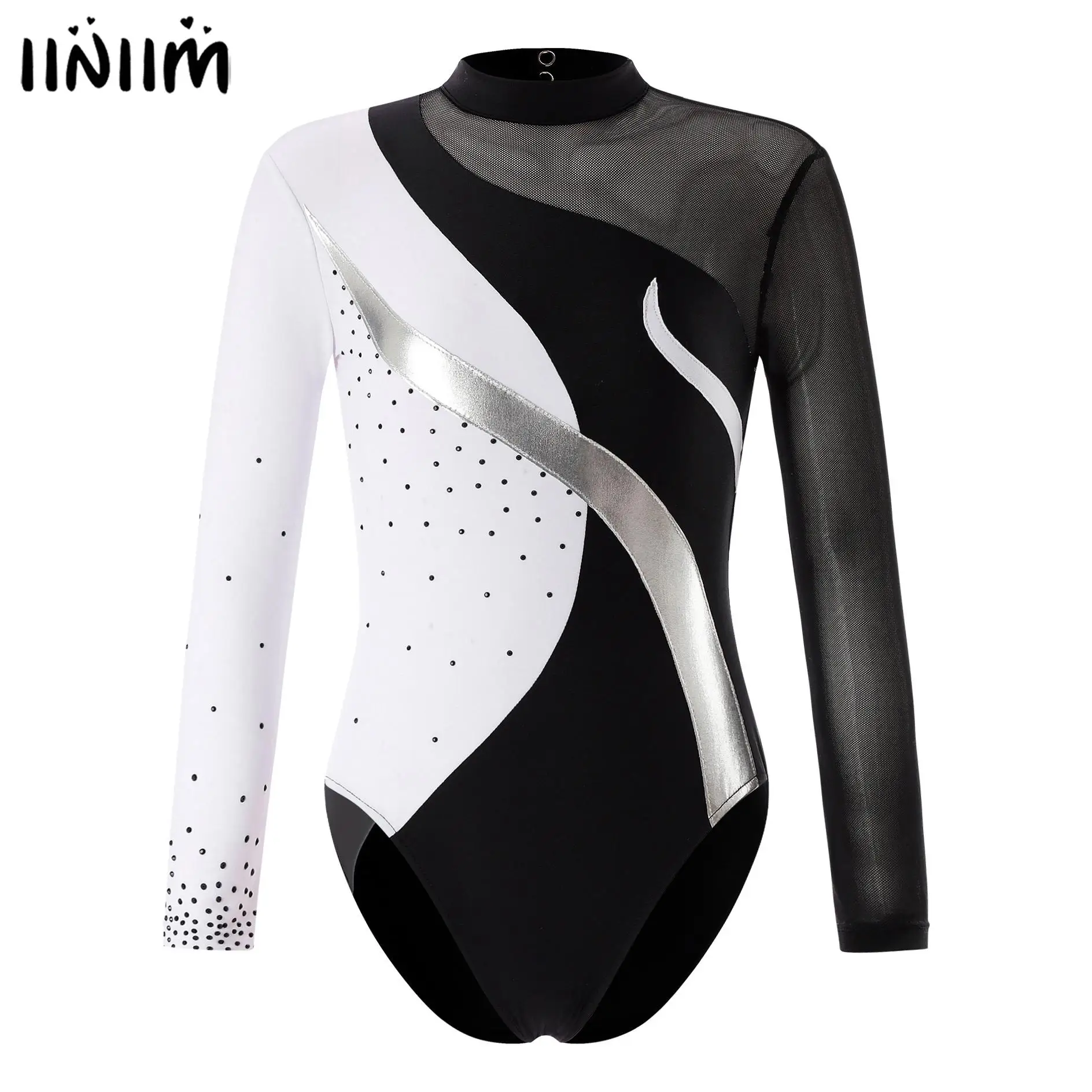 Ballet Jersey Dance Leotard Toddler Girls Artistic Gymnastics Figure Skating Unitards Costume Rhinestones Hollow Back Jumpsuit