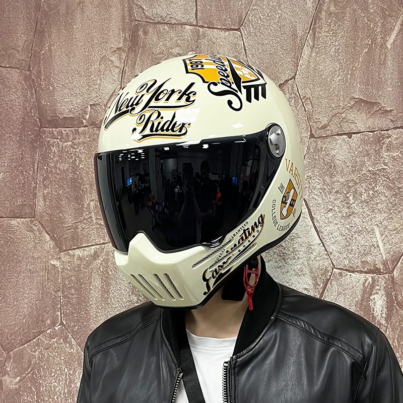 

For Adults Helmets Capacete Vintage Full Face Motorycle Helmet Moto Retro Helmet Men Motorbike Riding Motocross Full Face Moto