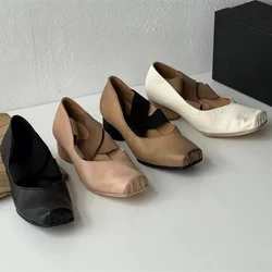 Niche Washed Old Leather Handmade Ballet Shoes Cross Belt Mary Jane Single Shoes Women