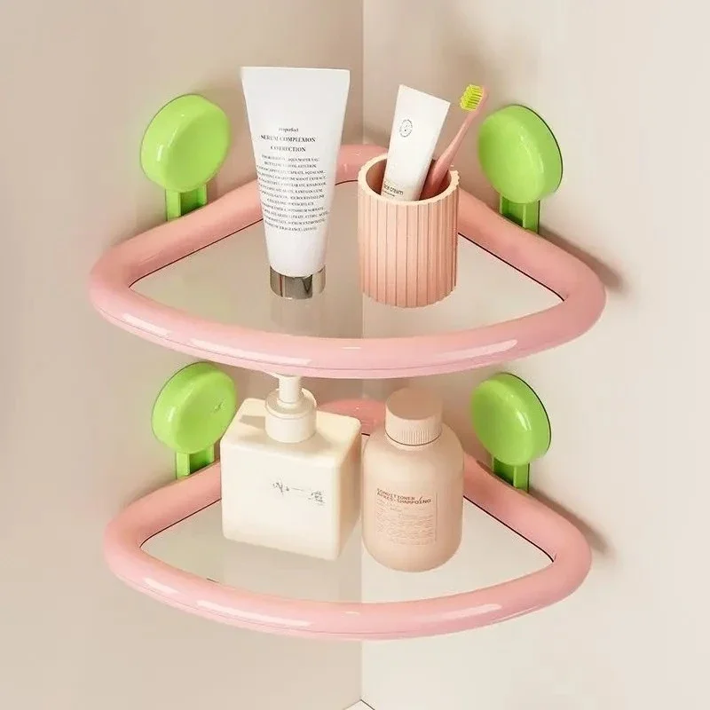 No punching strong adsorption bathroom triangle rack dopamine creative suction cup toilet toothbrush storage rack