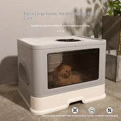 Caja de arena plegable para gatos cerrada: antioleores y antisalpicaduras