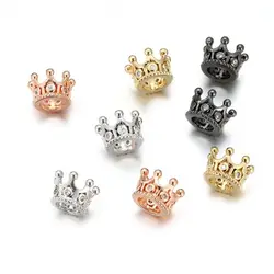 20pcs/lot Zirconia Paved Small Crown Spacers Beads for Women Bracelets Making Men Jewelry DIY Handmade Waist Accessory Wholesale
