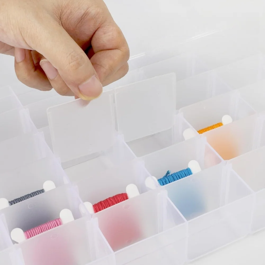 Sewing For Craft Embroidery Floss Organizer with 36 Compartments 200 Bobbins 2 Winders for DIY Cross Stitch Thread Storage