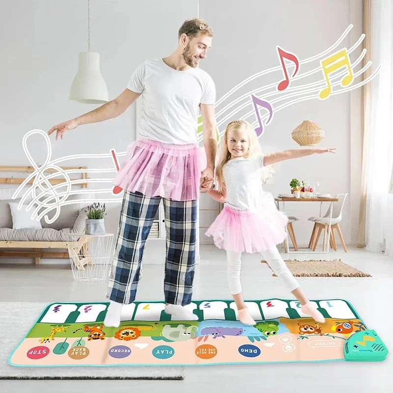 Virus de jeu de musique pour enfants et tout-petits, polymères de piano musical, clavier de piste, polymères de danse avec 8 sons d'animaux, polymères d'étude pour bébé, jouets